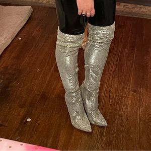 Thigh High Glitter Boots